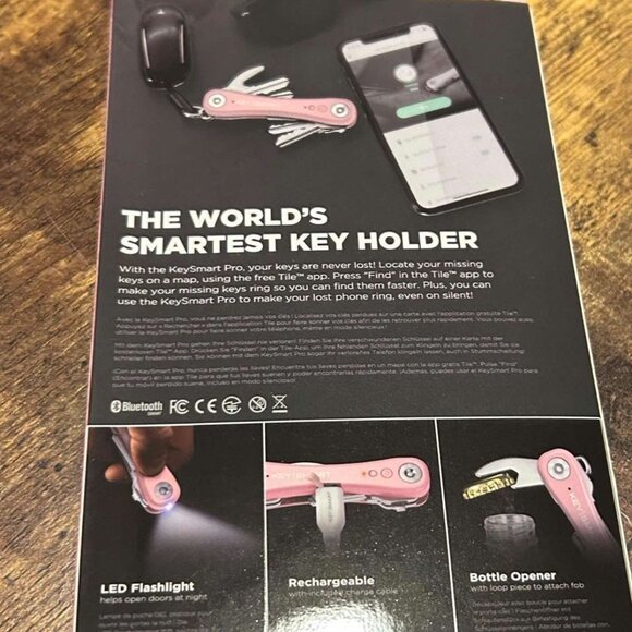 KeySmart Pro with Tile Key Locator NEW Pink Rose Quartz - Picture 2 of 2